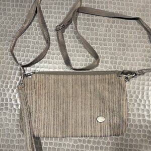 Haiku Taupe Striped Crossbody Bag